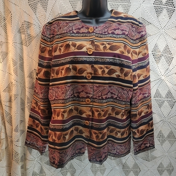 Silks by Joan Leslie 100% silk shell. Size 14 shacket top - Picture 1 of 15